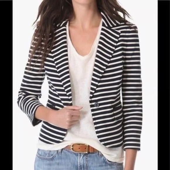 Tory Burch Jackets & Blazers - Tory Burch Kamilla Jacket Navy/Poundcake Cream Striped Tailored Blazer Size M